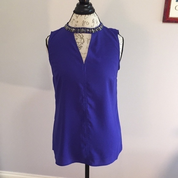 NWOT Mark Zunino Purple Embellished Top S - Picture 1 of 8